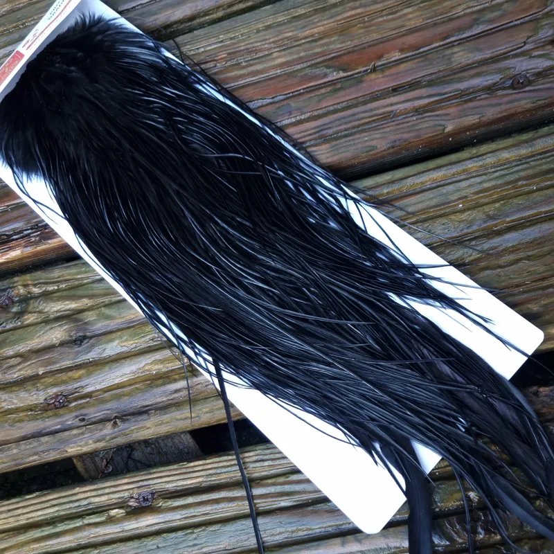 Whiting PRO-GRADE Dry Fly Rooster Saddle in Black B Approx Tying Sizes 12/14/16-3