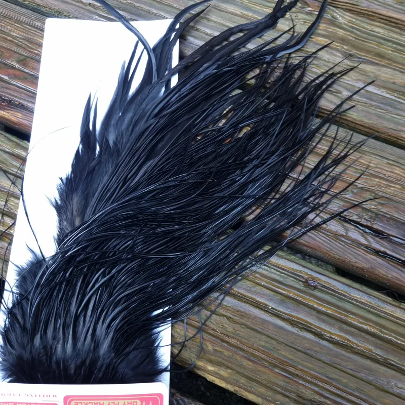 Whiting PRO-GRADE Dry Fly Rooster Saddle in Black B Approx Tying Sizes 12/14/16-6