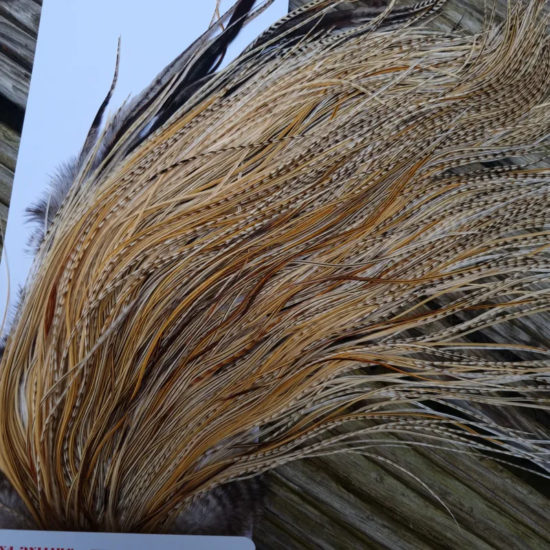 Whiting Bronze Grade Dry Fly Rooster Saddle in Unique Variant A Silver Badger/Golden Badger/Grizzly/Cream/Light Ginger Approx Tying Size 14/16/18/20-4