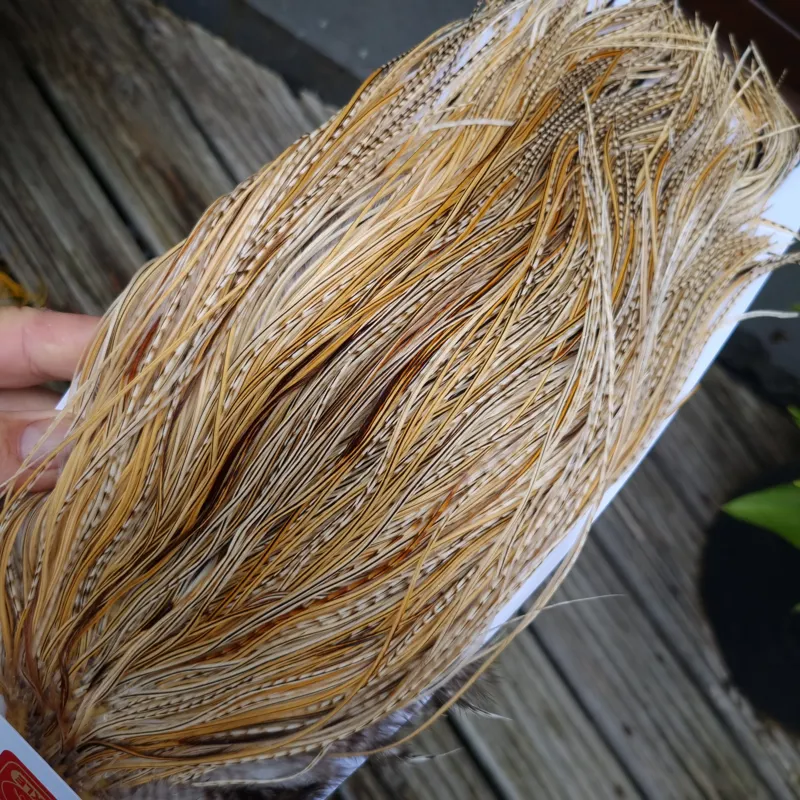 Whiting Bronze Grade Dry Fly Rooster Saddle in Unique Variant A Silver Badger/Golden Badger/Grizzly/Cream/Light Ginger Approx Tying Size 14/16/18/20-6