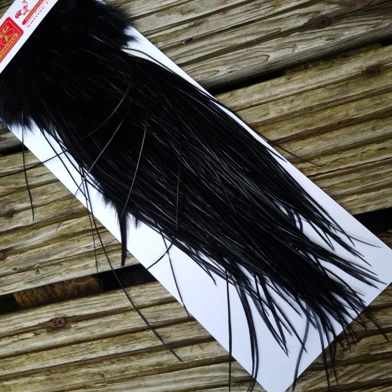 Whiting Pro-Grade Midge Rooster Saddle in Black B Approx Tying Sizes 14/16/18-1