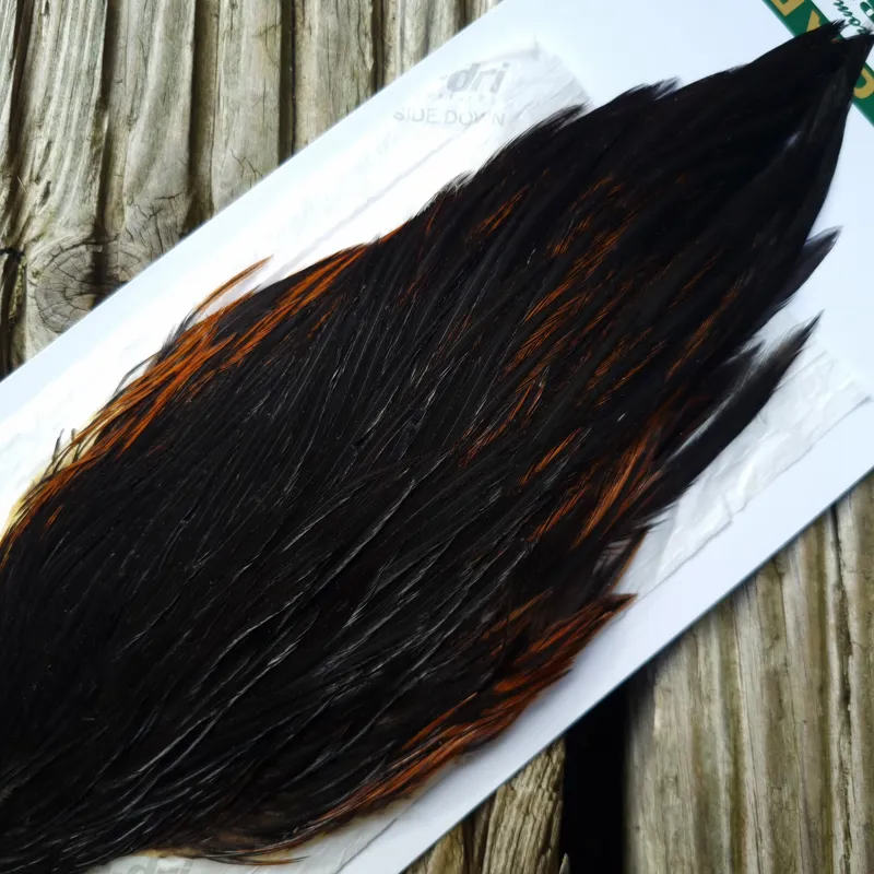 Whiting Hebert Miner Hen Cape in Natural Black F Natural Black Rear End Splashed with Furnace-1