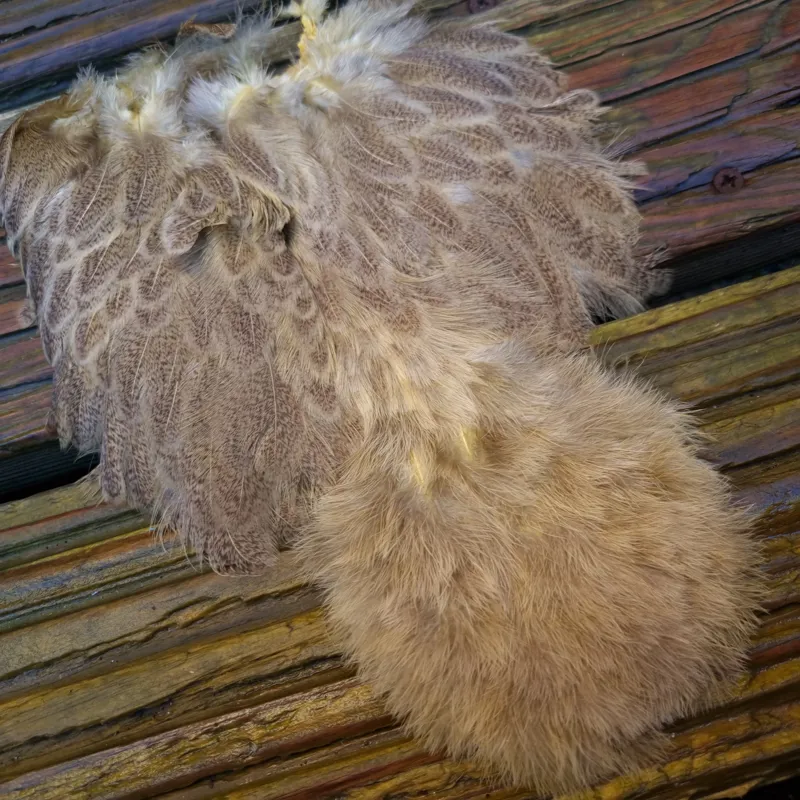 Whiting Brahma Hen Soft Hackle with Chickabou in Mottled Pale Yellow A-4