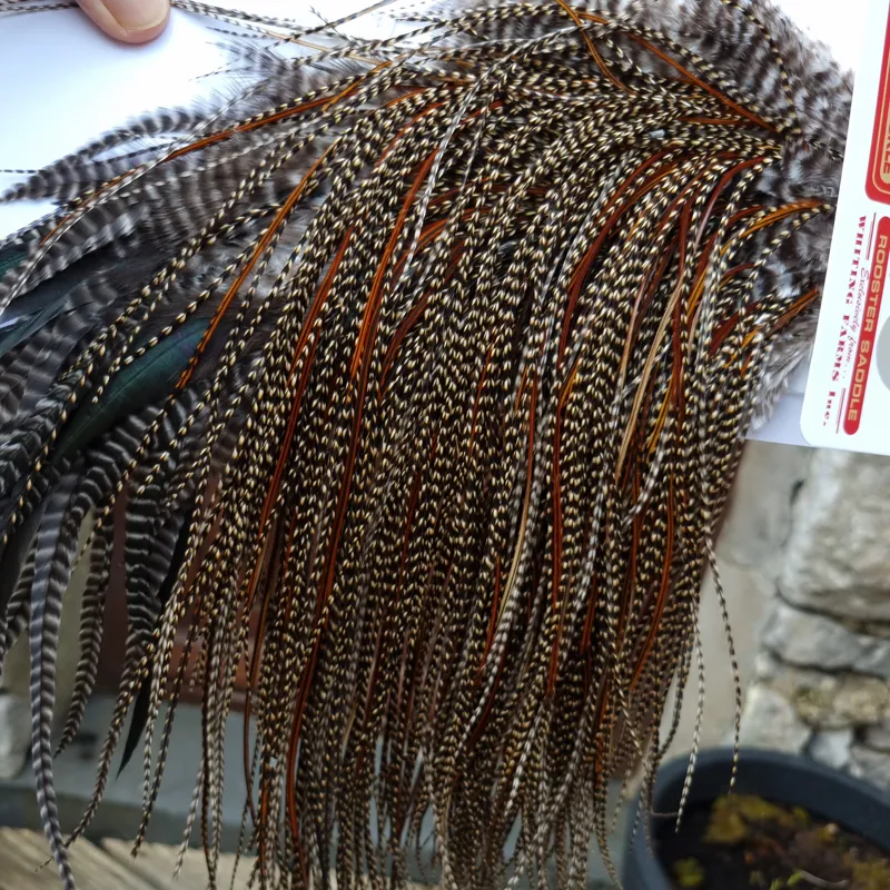 Whiting Pro-Grade Midge Rooster Saddle in CREE C CREE Splashed with Furnace Approx Tying Sizes Few14/16/18/20 and a Few going Smaller-7