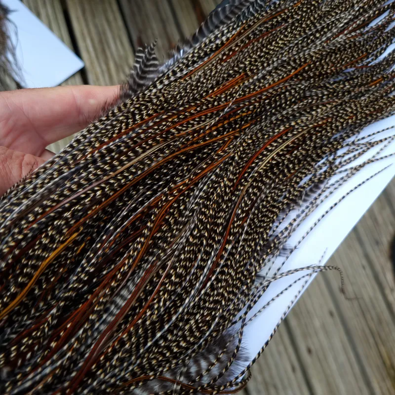 Whiting Pro-Grade Midge Rooster Saddle in CREE C CREE Splashed with Furnace Approx Tying Sizes Few14/16/18/20 and a Few going Smaller-9