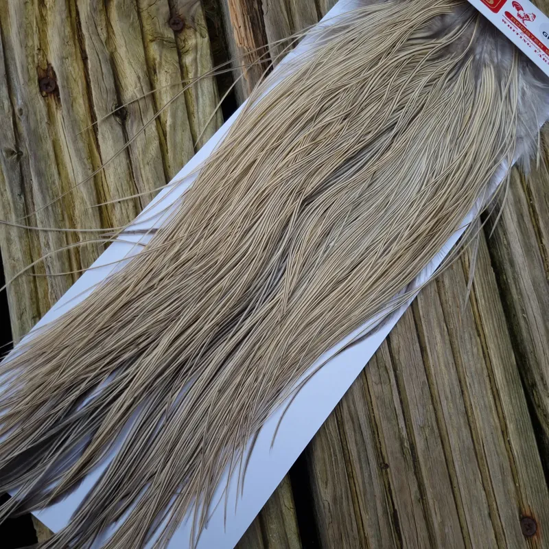 Whiting Pro-Grade Midge Rooster Saddle in Natural Dun/ Champagne Natural Blue Dun Badger/Natural Dun Badger C Tying Approx 14 16 18 20 24 and  a out of sight-4