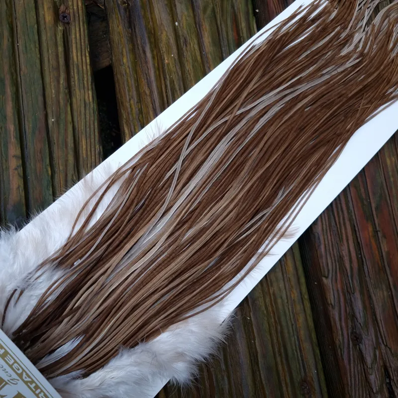 Whiting Heritage Hackles Rooster Saddle in Mixed Colours C Natural Medium Brown Dun  Tying Approx 10/12/14/16-7