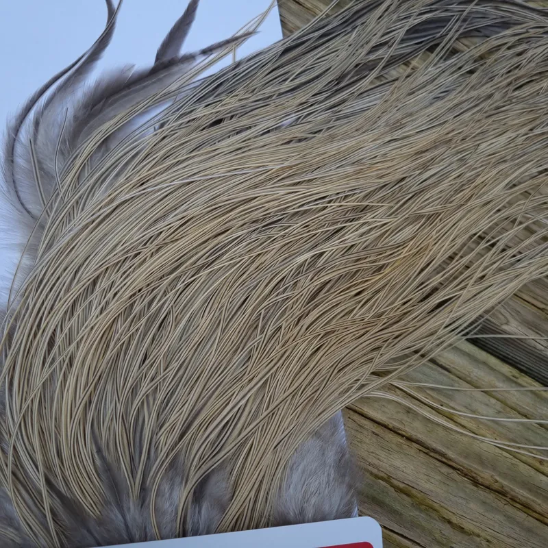 Whiting Pro-Grade Midge Rooster Saddle in Natural Dun/ Champagne Natural Blue Dun Badger/Natural Dun Badger C Tying Approx 14 16 18 20 24 and  a out of sight