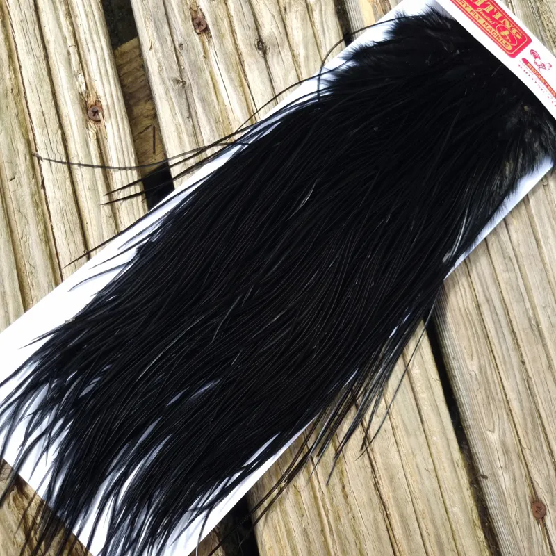 Whiting Pro-Grade Midge Rooster Saddle in Black C Approx Tying Sizes 14/16/18 with a few going smaller-1