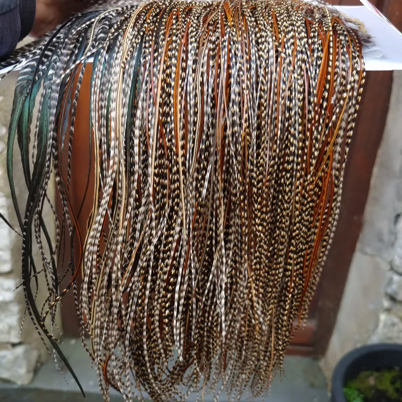 Whiting Bronze Grade Midge Rooster Saddle in CREE C Approx Tying Size Some 14 and stuffed with 16/18/20/22/24 and out of sight-1