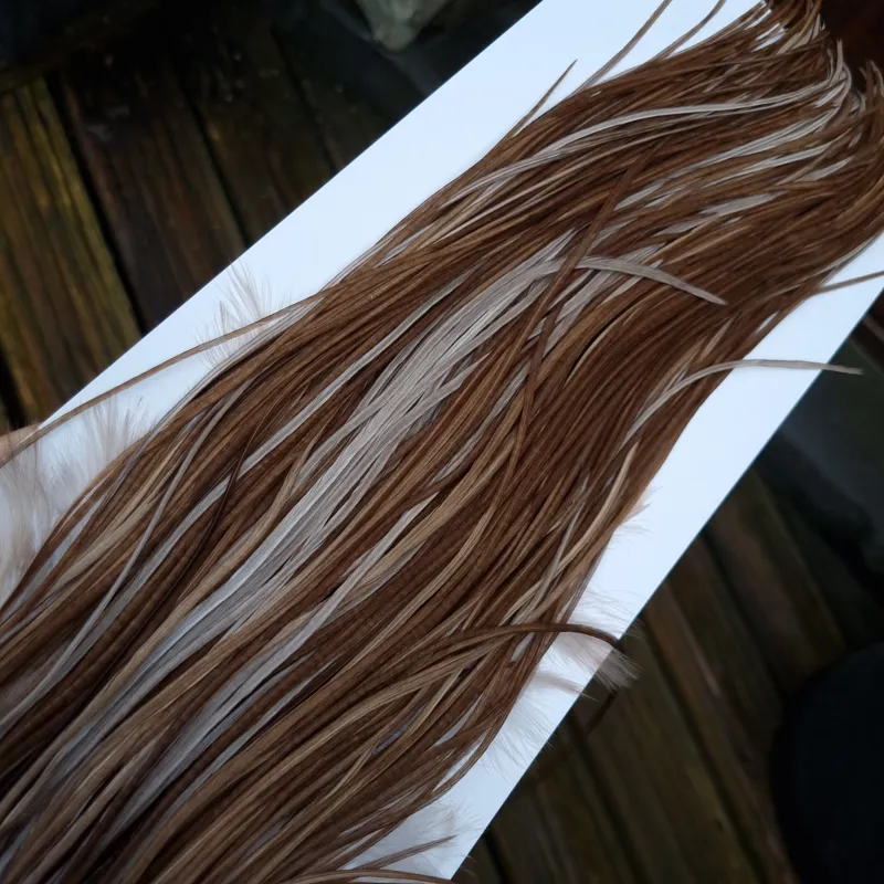 Whiting Heritage Hackles Rooster Saddle in Mixed Colours C Natural Medium Brown Dun  Tying Approx 10/12/14/16-1