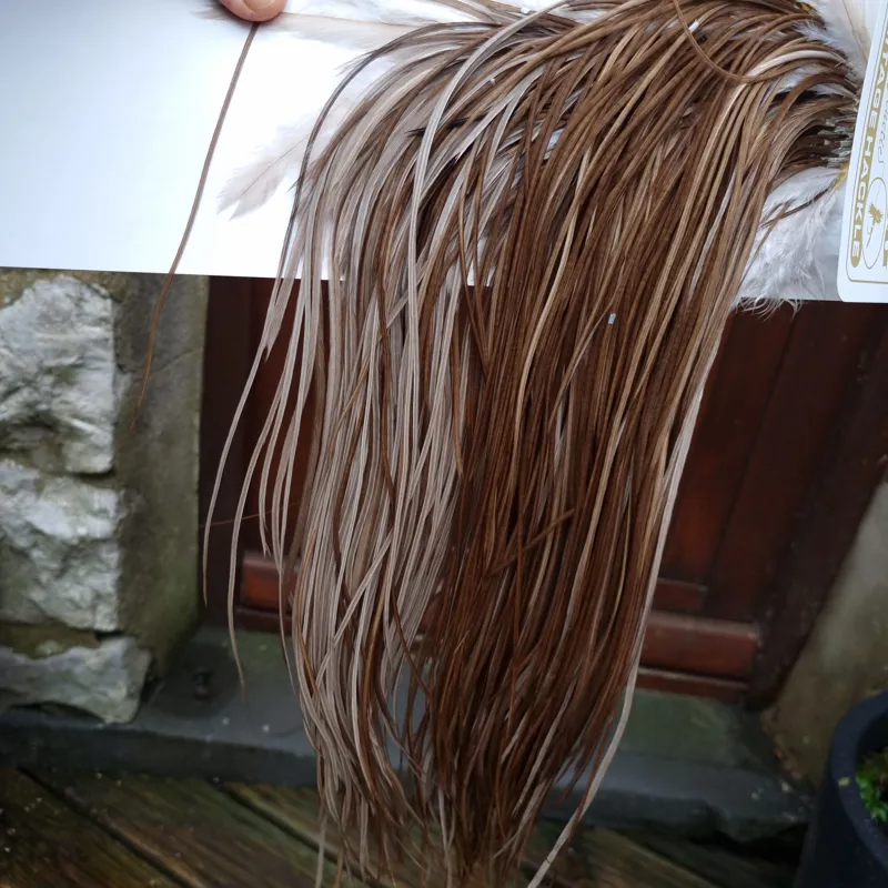 Whiting Heritage Hackles Rooster Saddle in Mixed Colours C Natural Medium Brown Dun  Tying Approx 10/12/14/16-4