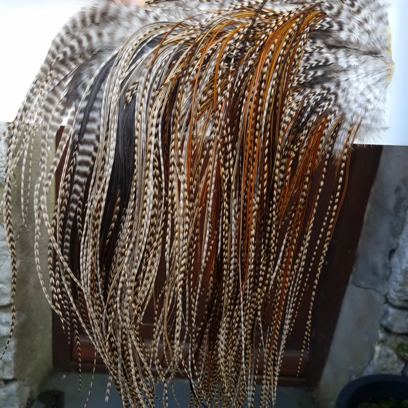 Whiting Heritage Hackles Rooster Saddle in Mixed Colours C Grizzly/Grizzly Variant/Greenwell's/Furnace Tying Approx Few 12 and Stuffed with 14/16 and few 18-4