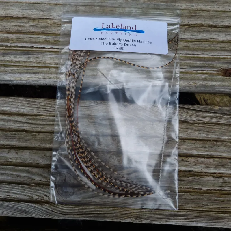 Lakeland Fly-Tying Extra Select Dry Fly Saddle Hackle Packs The Baker's Dozen in CREE-4