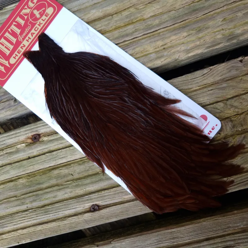 Whiting Hen Cape in White Dyed Coachman Brown Dark Red Game A