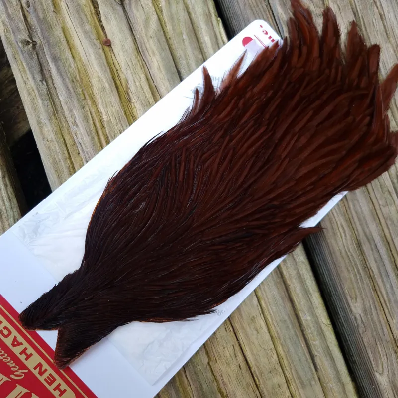 Whiting Hen Cape in White Dyed Coachman Brown Dark Red Game A-1
