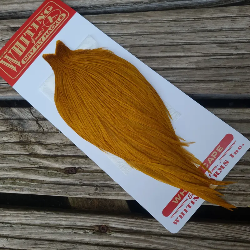 Whiting Commercial Grade Dry Fly Cape in White dyed COPPER OLIVE B