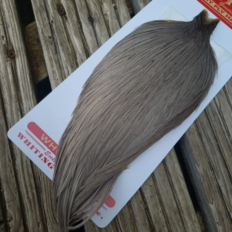 Whiting Commercial Grade Dry Fly Cape in White dyed Medium Dun A-1