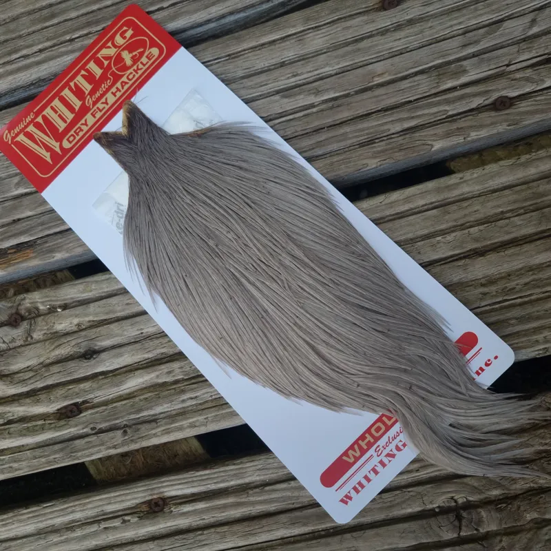 Whiting Commercial Grade Dry Fly Cape in White dyed Medium Dun B