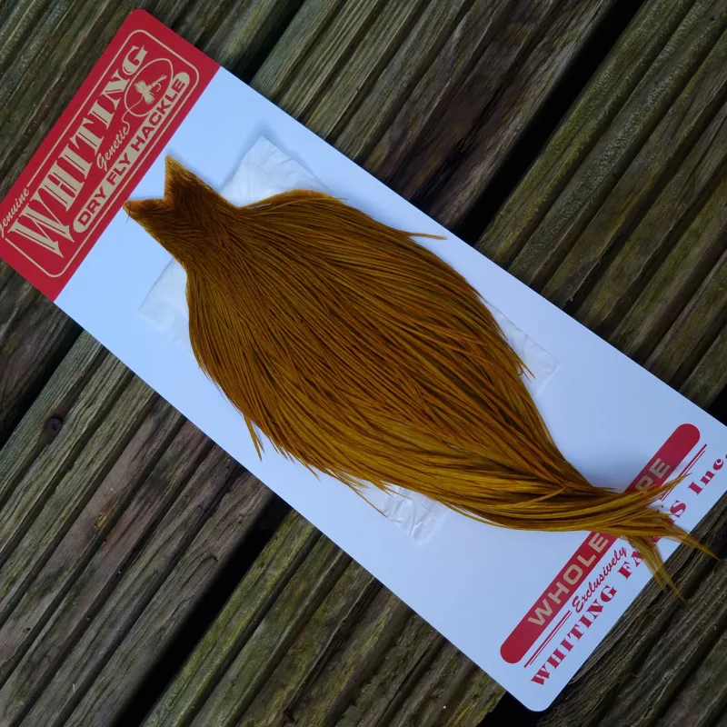 Whiting Commercial Grade Dry Fly Cape in White dyed GOLDEN OLIVE A-2