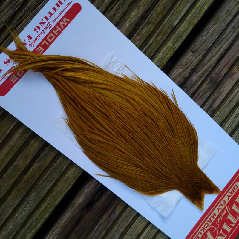 Whiting Commercial Grade Dry Fly Cape in White dyed GOLDEN OLIVE A-1