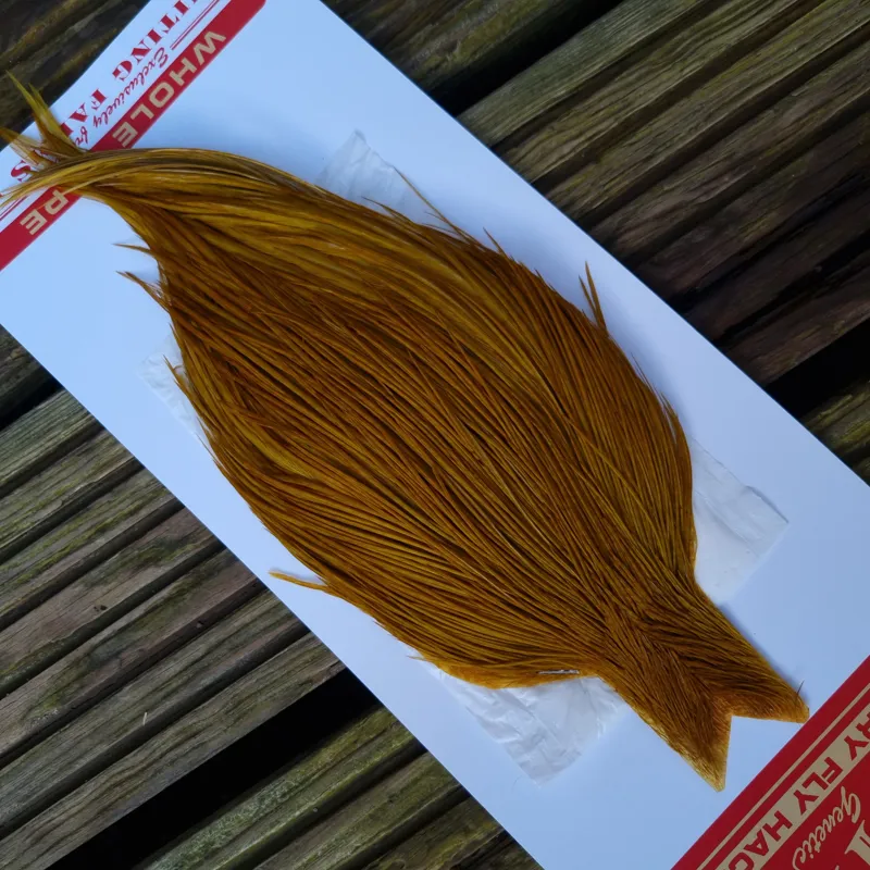 Whiting Commercial Grade Dry Fly Cape in White dyed GOLDEN OLIVE A-3