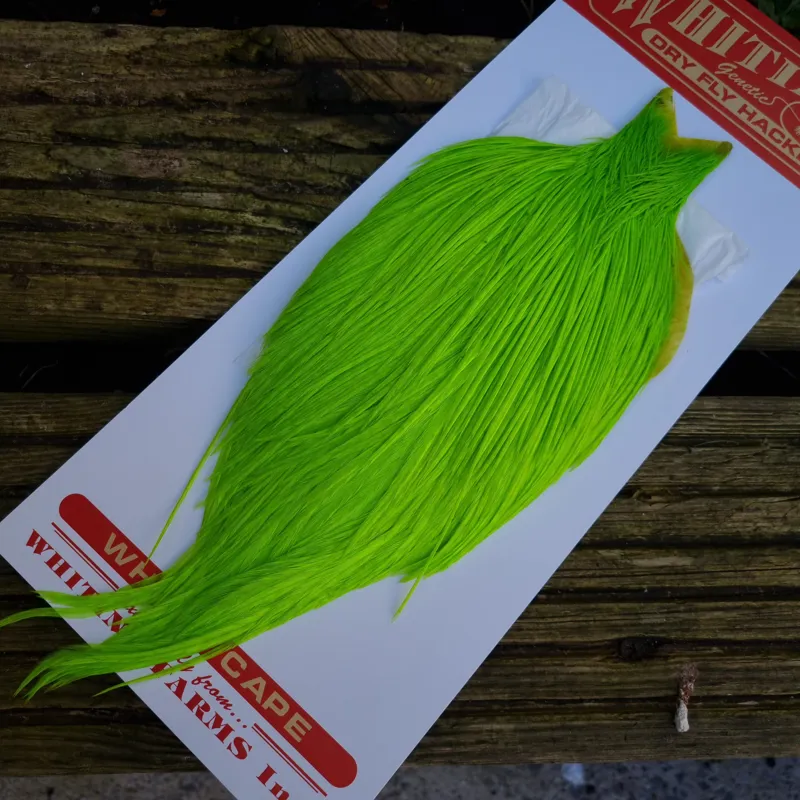 Whiting Commercial Grade Dry Fly Cape in Hi Vis Green Chartreuse A-1