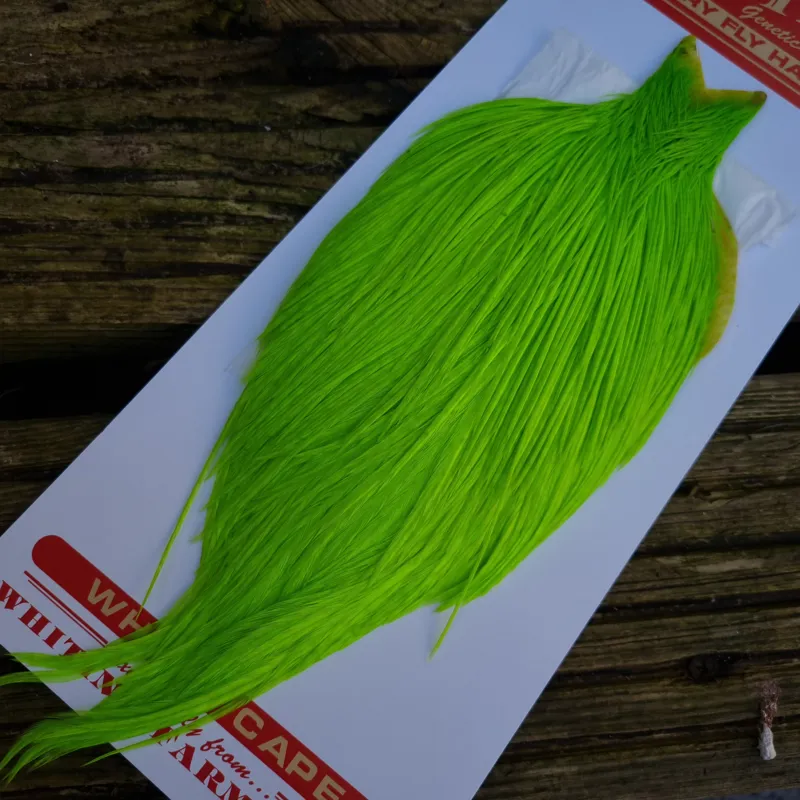 Whiting Commercial Grade Dry Fly Cape in Hi Vis Green Chartreuse A-3