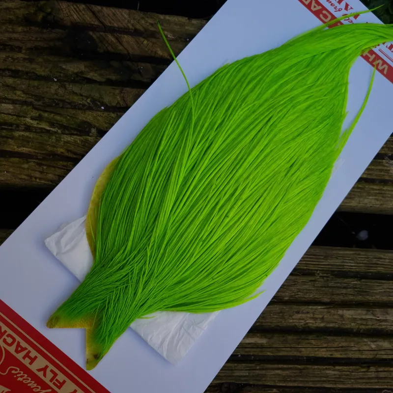Whiting Commercial Grade Dry Fly Cape in Hi Vis Green Chartreuse A-2