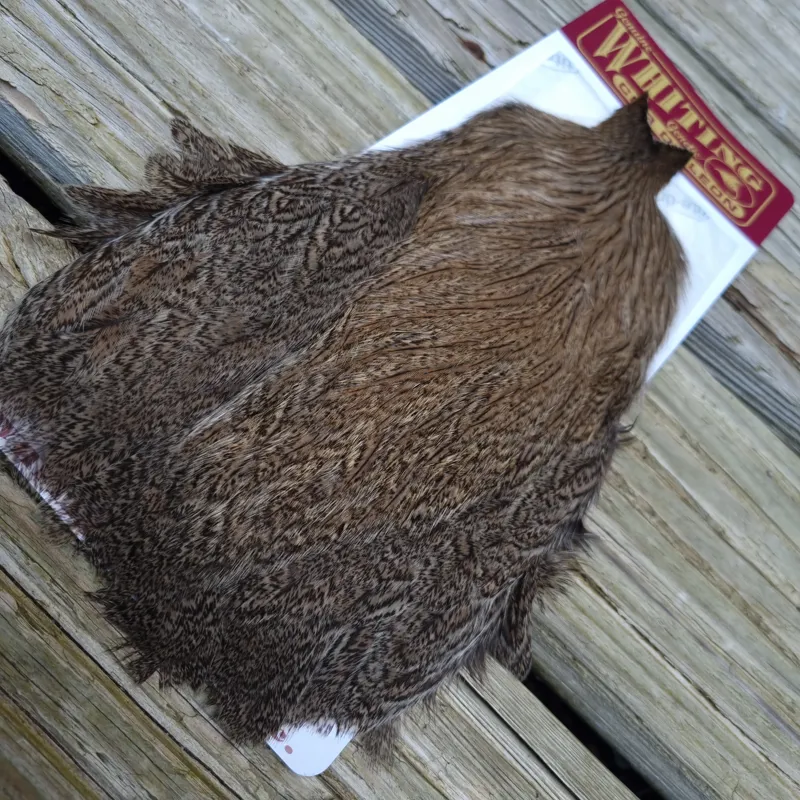 Whiting Coq de Leon Hen Cape in Brown Speckled-2