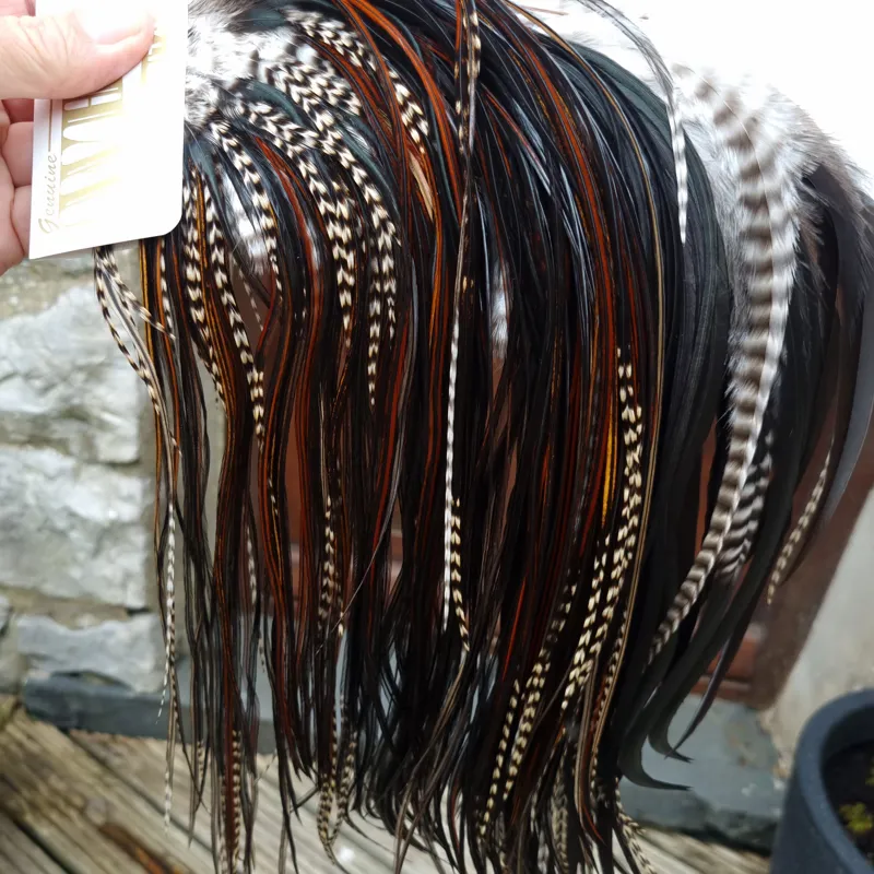 Whiting Heritage Hackles Rooster Saddle in Mixed Colours D Grizzly/Furnace/Dark Furnace/Speckled Dark Rust and Natural Black Tying Approx 8/10/12/14-4