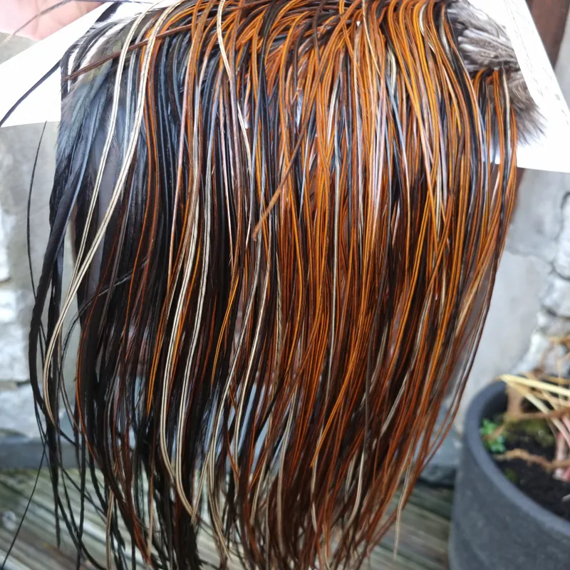 Whiting Heritage Hackles Rooster Saddle in Mixed Colours D Furnace/Dark Furnace/Speckled Furnace and Natural Black Tying Approx 14/16/18-6