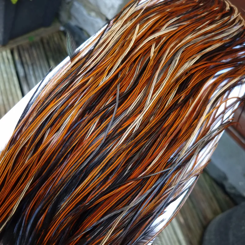 Whiting Heritage Hackles Rooster Saddle in Mixed Colours D Furnace/Dark Furnace/Speckled Furnace and Natural Black Tying Approx 14/16/18-9