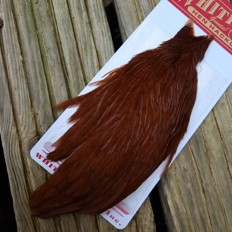 Whiting Hen Cape in White Dyed Brown Medium Red Game A