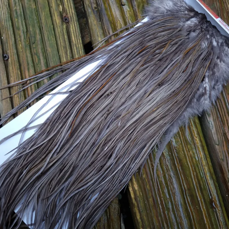 Whiting PRO-GRADE Dry Fly Rooster Saddle in Dark Dun A Approx tying sizes 10/12/14/16-3