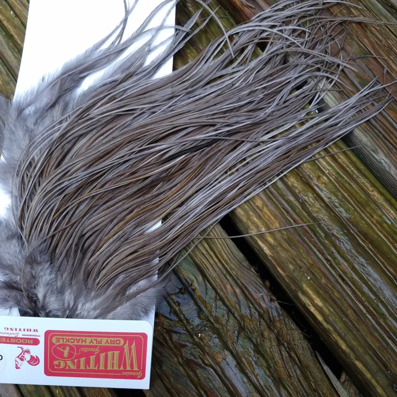 Whiting PRO-GRADE Dry Fly Rooster Saddle in Dark Dun B Approx Tying Sizes10/12/14/16