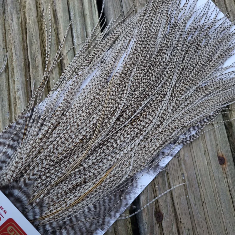 Whiting Pro-Grade Midge Rooster Saddle in Dun Grizzly A Approx tying size 18/20/22/24/26 and OUT OF SIGHT-3