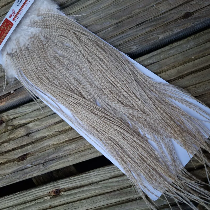 Whiting PRO-Grade Midge Rooster Saddle in Dun Grizzly B Approx Tying Sizes  14 16 18 and a few going smaller-2