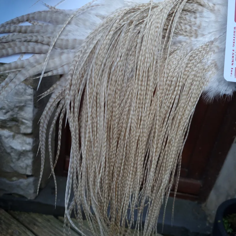 Whiting PRO-Grade Midge Rooster Saddle in Dun Grizzly B Approx Tying Sizes  14 16 18 and a few going smaller-1