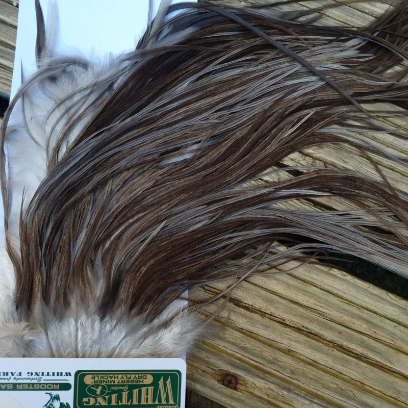 Whiting Hebert Miner Pro-Grade Dry Fly Rooster Saddle in Dark Gray Dun A Slate Gray Tying Approx 8/10-5
