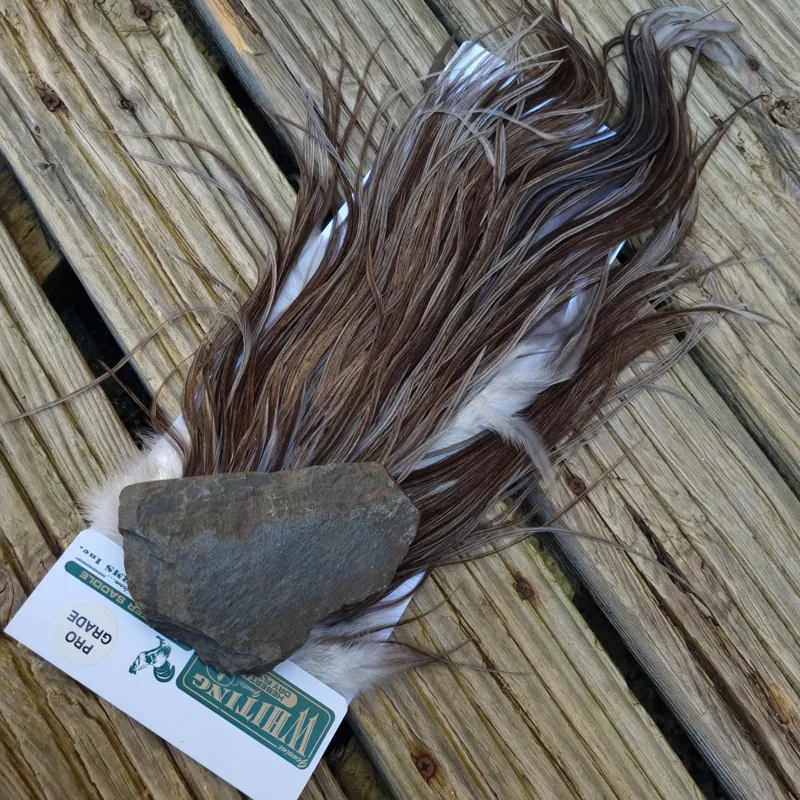 Whiting Hebert Miner Pro-Grade Dry Fly Rooster Saddle in Dark Gray Dun A Slate Gray Tying Approx 8/10