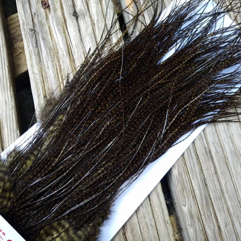 Whiting Pro-Grade Midge Rooster Saddle in Grizzly Dyed Dark Olive/ VERY DARK OLIVE GRIZZLY A Approx Tying Sizes Stuffed with 16/18/20/22/24/26 and out of sight-5