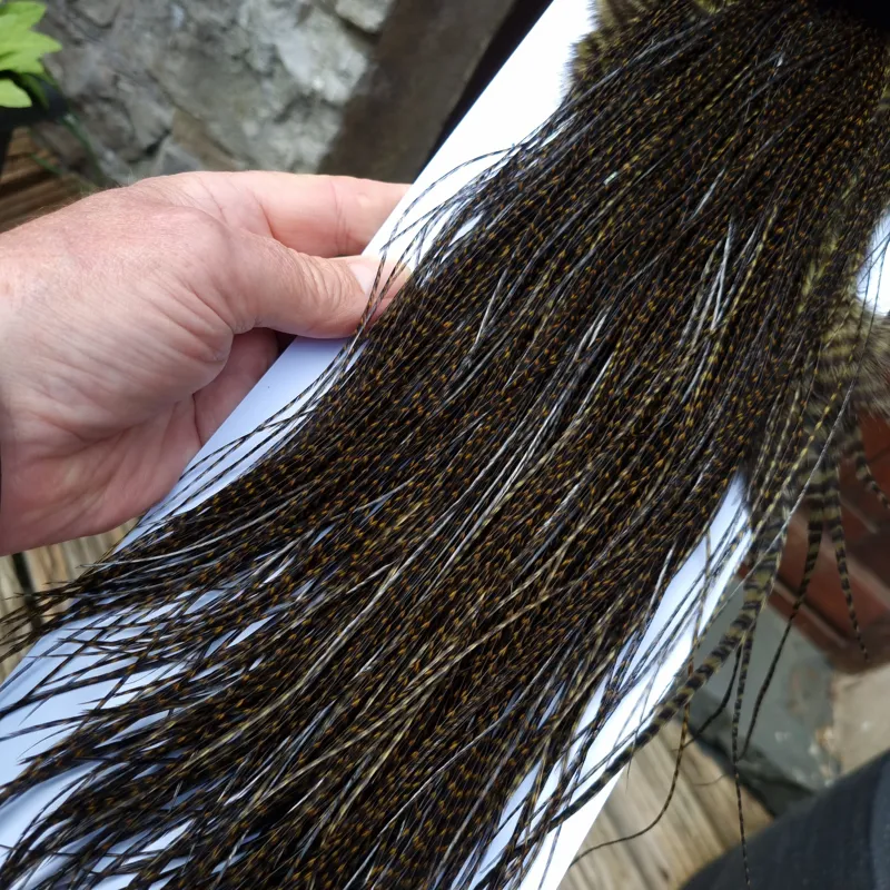 Whiting Pro-Grade Midge Rooster Saddle in Grizzly Dyed Dark Olive/ VERY DARK OLIVE GRIZZLY A Approx Tying Sizes Stuffed with 16/18/20/22/24/26 and out of sight-8