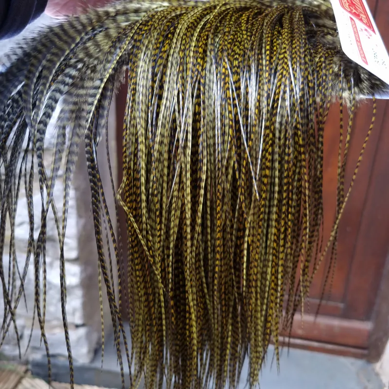 Whiting Pro-Grade Midge Rooster Saddle in Grizzly Dyed Dark Olive B Approx Tying Sizes 14 16 18 with a few going smaller-6