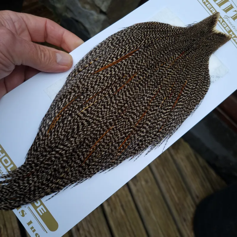 Whiting Heritage Hackles Rooster Cape in Mixed Colours E DARK GRIZZLY-4