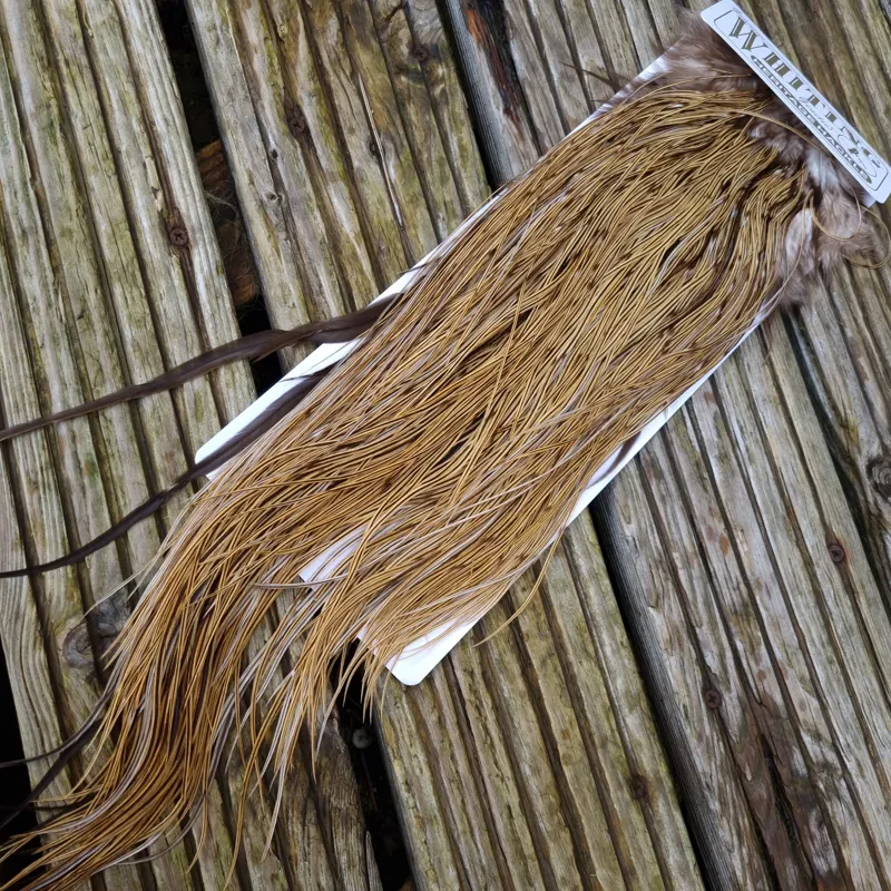 Whiting Heritage Hackles Rooster Saddle in Mixed Colours F Golden Badger Tying Approx Stuffed with 14/16/18 with a few going smaller -1