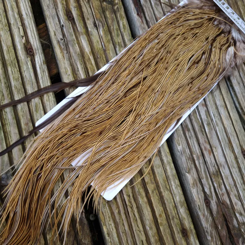 Whiting Heritage Hackles Rooster Saddle in Mixed Colours F Golden Badger Tying Approx Stuffed with 14/16/18 with a few going smaller -3