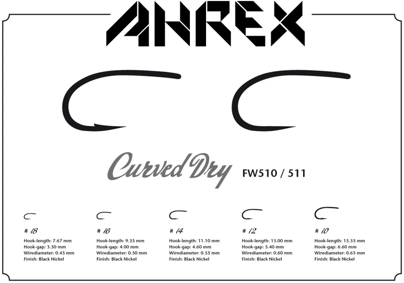 Ahrex FW510 Curved Dry Fly Barbed Hook-1