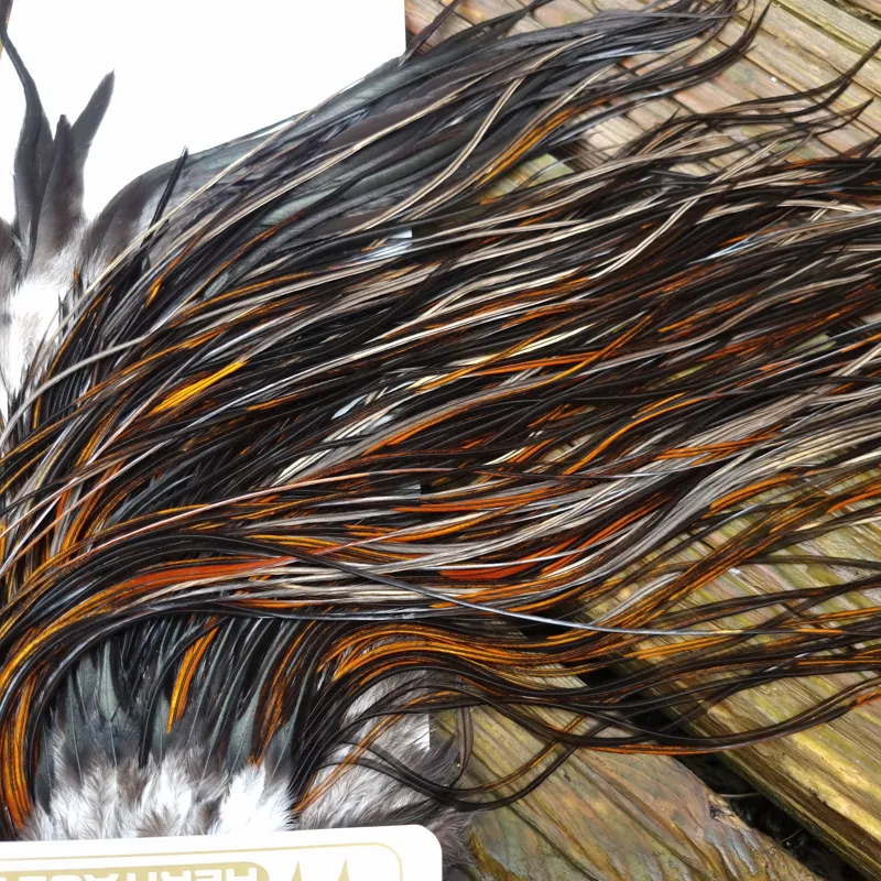 Whiting Heritage Hackles Rooster Saddle in Mixed Colours G Coch Y Bondhu/ Furnace/Dirty Furnace/Very Dark Chestnut/Natural Black  Tying Approx 10/12/14