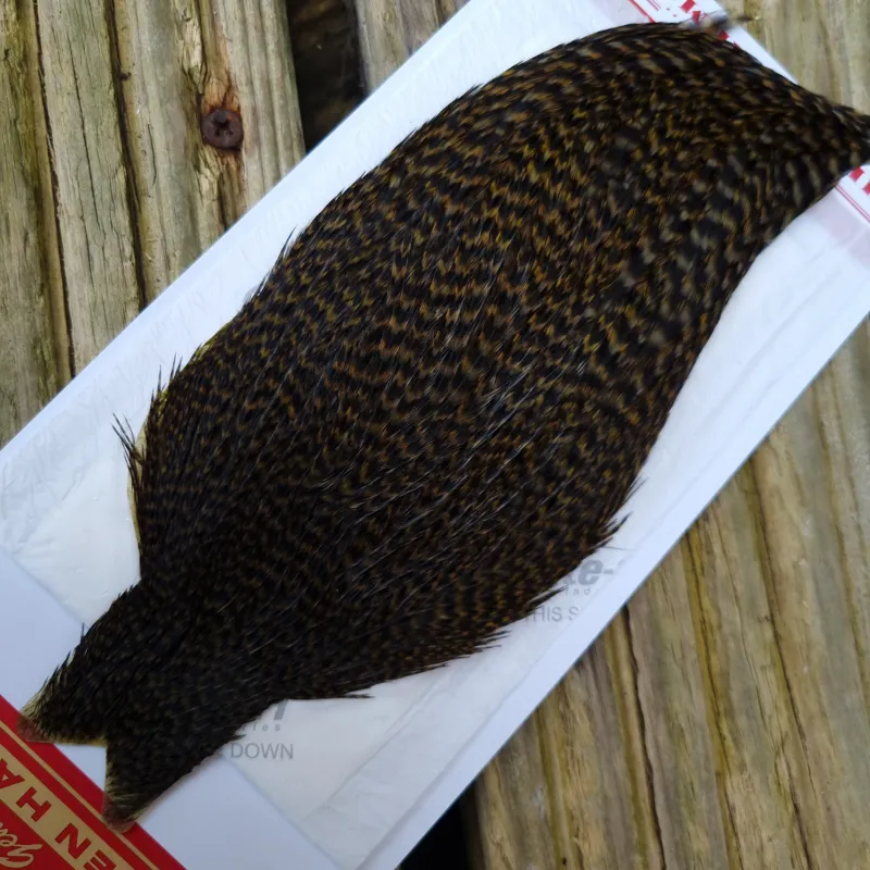 Whiting Hen Cape in Grizzly Dyed Dark Olive B-1